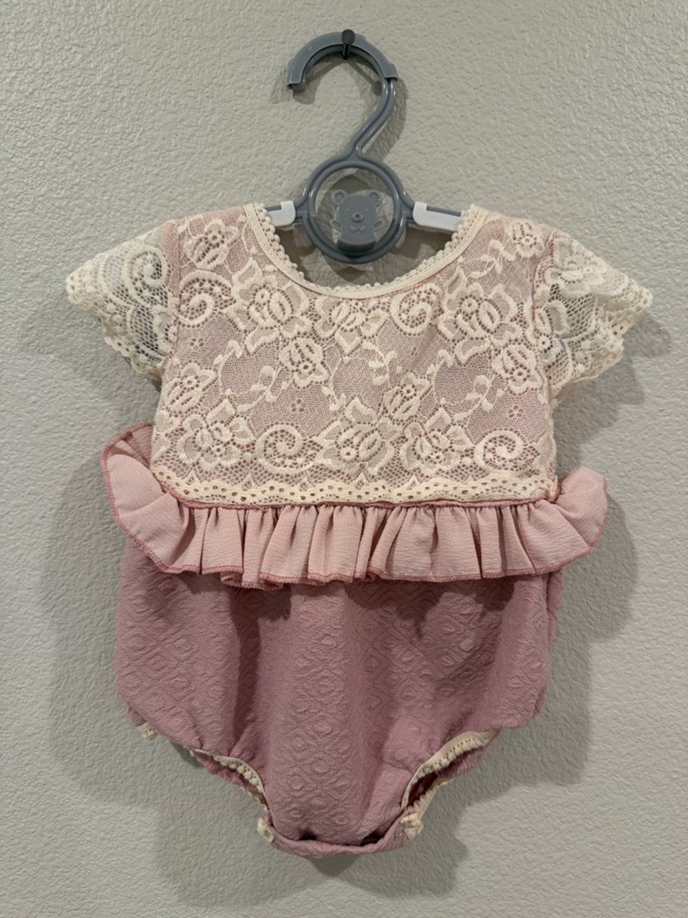 Lace & Ruffle Pink Baby One-Piece Bodysuit